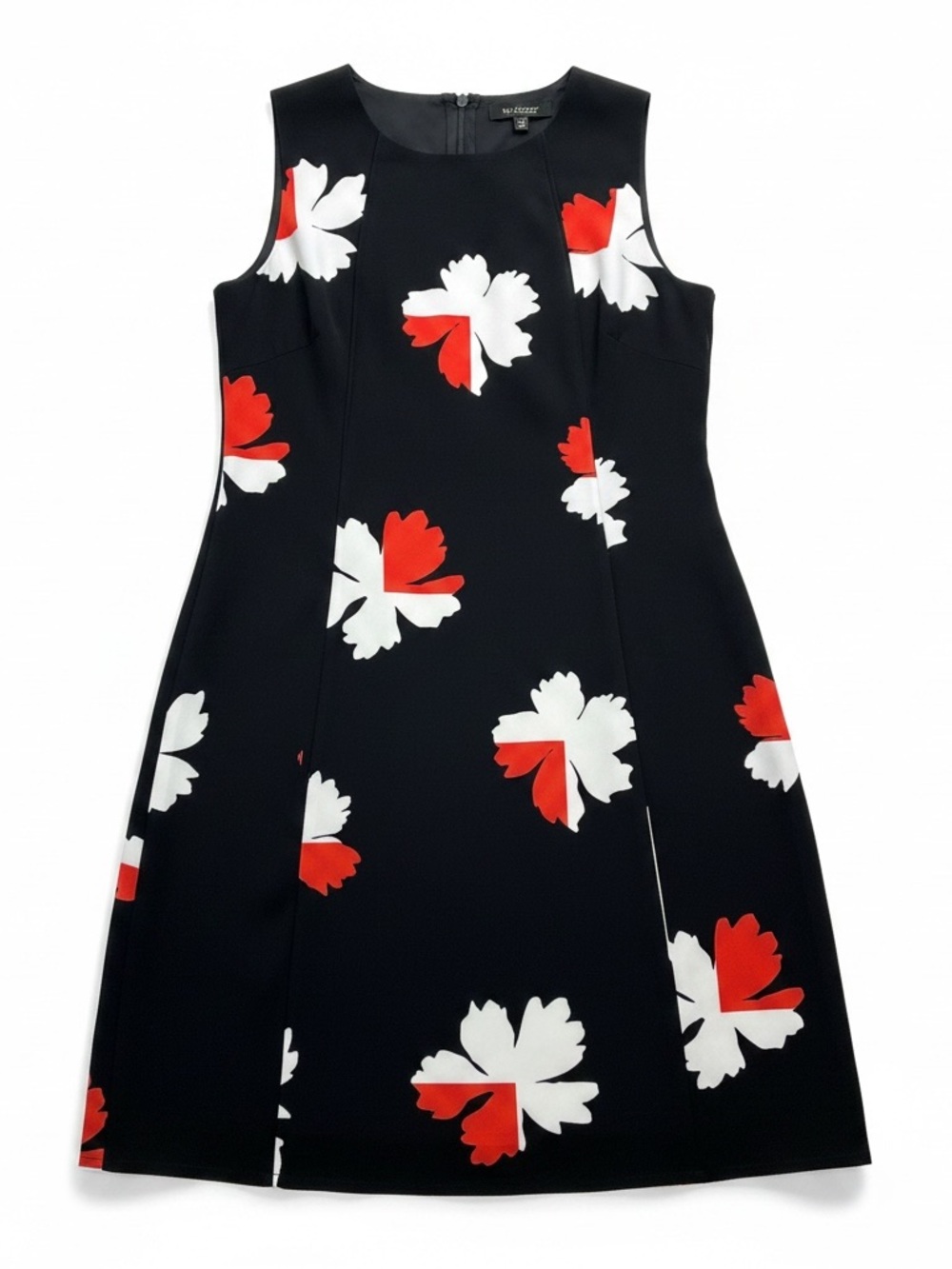 Black Red White Floral Shift Dress | Mod Chic Minimalist | Sleeveless A-Line